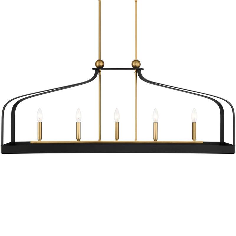 Savoy House 1-7804-5 Sheffield 5 Light 46" Wide Taper Candle Linear - Matte Black / Warm Brass
