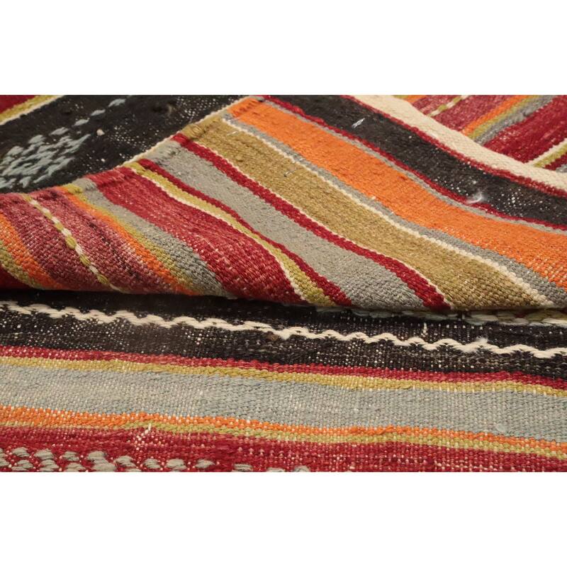 Hand Woven Oriental 100% Wool Carpet Southwestern Tribal Multi-Colored Kilim Area Rug - 9' 8'' X 4' 10''