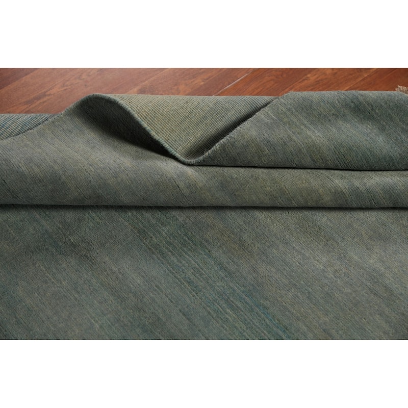 Blue & Green Gabbeh Modern Rug Hand-Knotted Wool Carpet - 4'0" x 5'8"