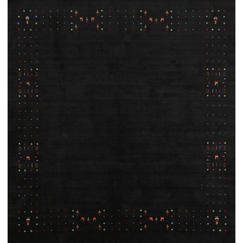Hand Knotted Oriental 100% Wool Carpet Tribal Tribal Greys & Charcoal Gabbeh Area Rug - 8' 3'' X 8' 2''