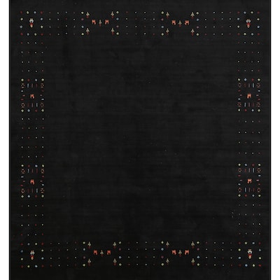 Hand Knotted Oriental 100% Wool Carpet Tribal Tribal Greys & Charcoal Gabbeh Area Rug - 8' 3'' X 8' 2''