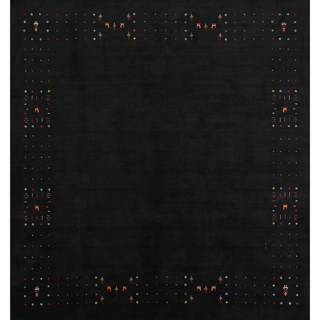 Hand Knotted Oriental 100% Wool Carpet Tribal Tribal Greys & Charcoal Gabbeh Area Rug - 8' 3'' X 8' 2''