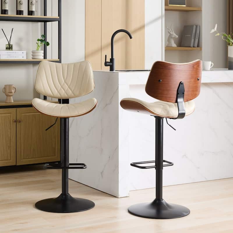 Mid Century Metal Frame Upholstered Bar Stool