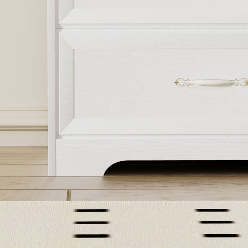 Modern Drawer Dresser Clothes Organizer with 8 Drawers Metal Handles Anti-tipping Device, for Living Room Bedroom Hallway, White
