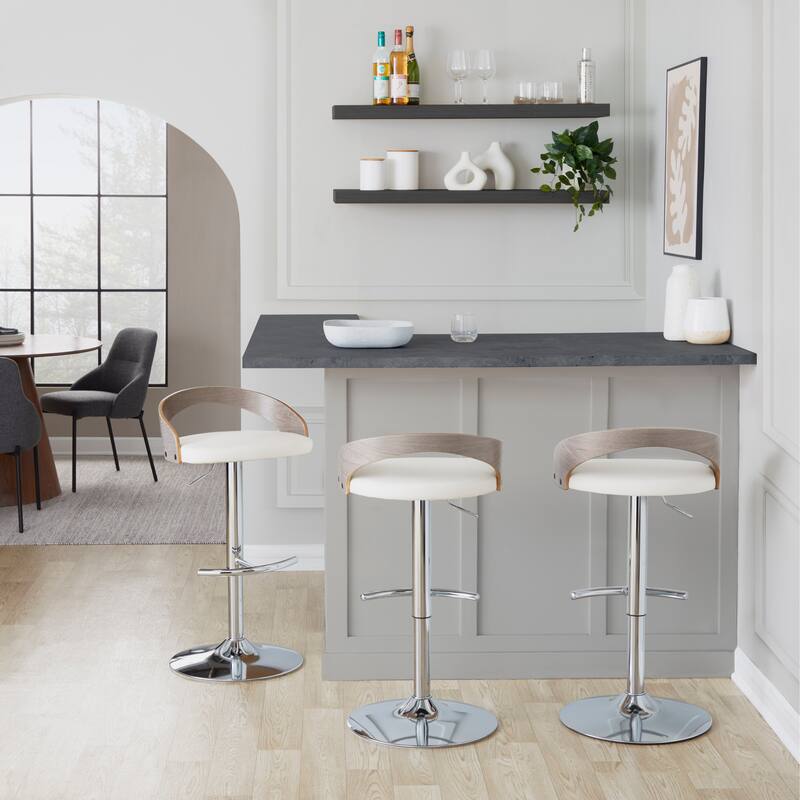 Carson Carrington Stavanger Adjustable Bar Stool with Rounded T Footrest (Set of 2)