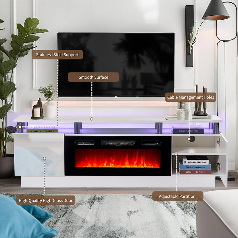 70'' Fireplace TV Stand with 36" Electric Fireplace