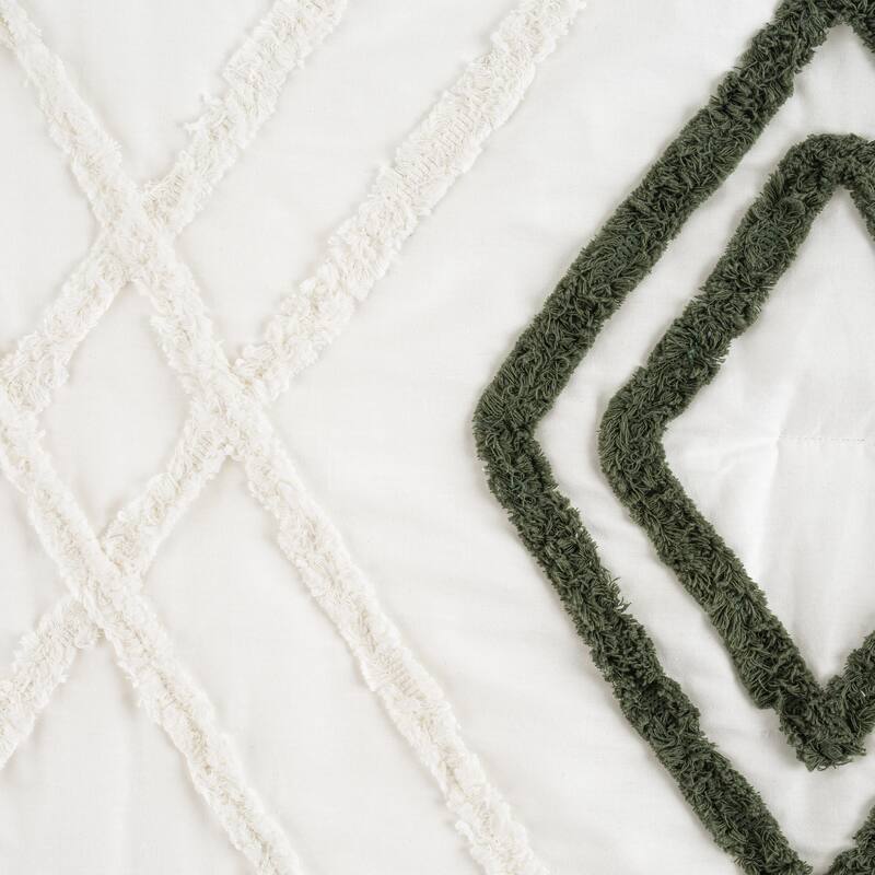 Sweet Jojo Designs Cotton Boho Arrow Boy, Girl, Unisex/Gender Neutral Queen Duvet Cover Bedding Set - Green and Ivory, Farmhouse