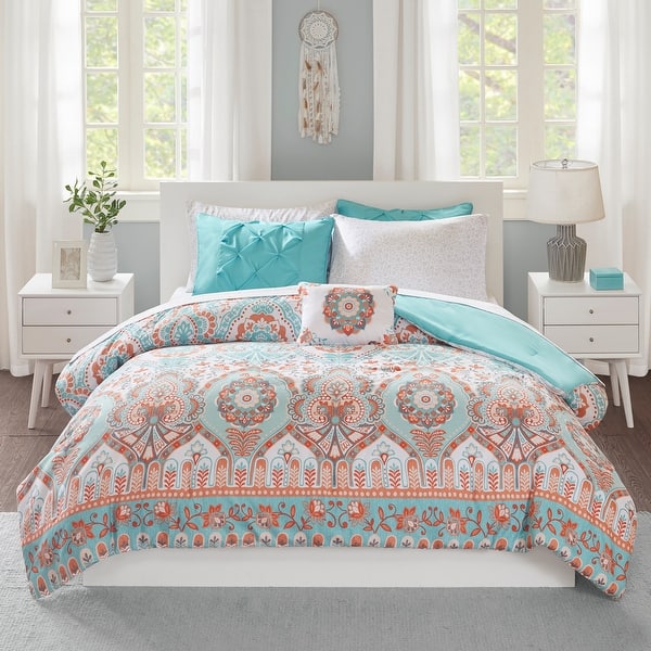 slide 1 of 36, Intelligent Design Avery Boho Comforter Set with Bed Sheets Aqua - Full