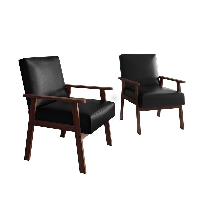 CraftPorch Minimalist 2-Pieces Accent Chairs - Black