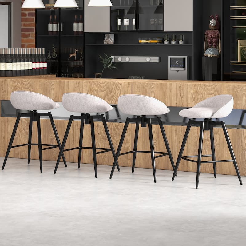 Gymax 25'' Upholstered Bar Stools Set of 4 w/ Footrest Backrest &