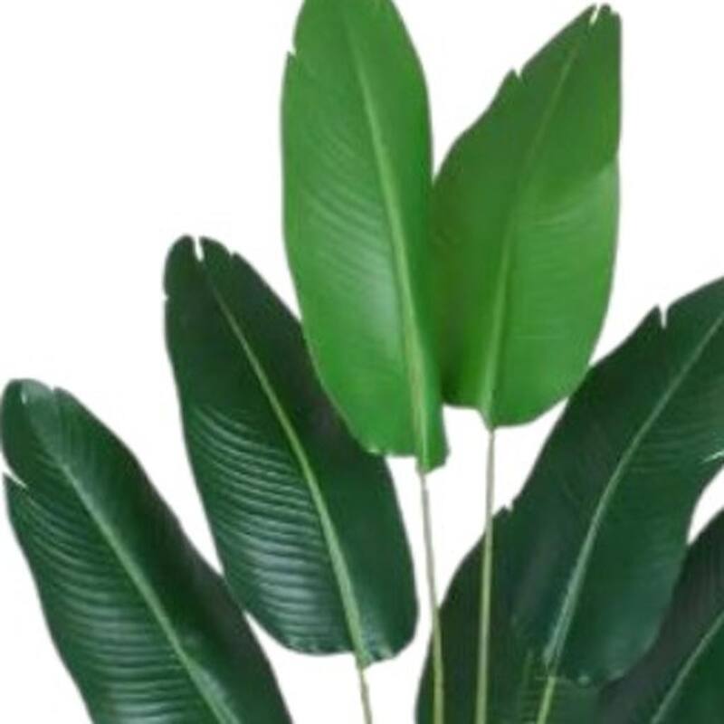 HomeRoots Set of two 71" Green Artificial Banana Leaf Tree in a Black Pot - 6.69 in. x 70.87 in. x 6.69 in.