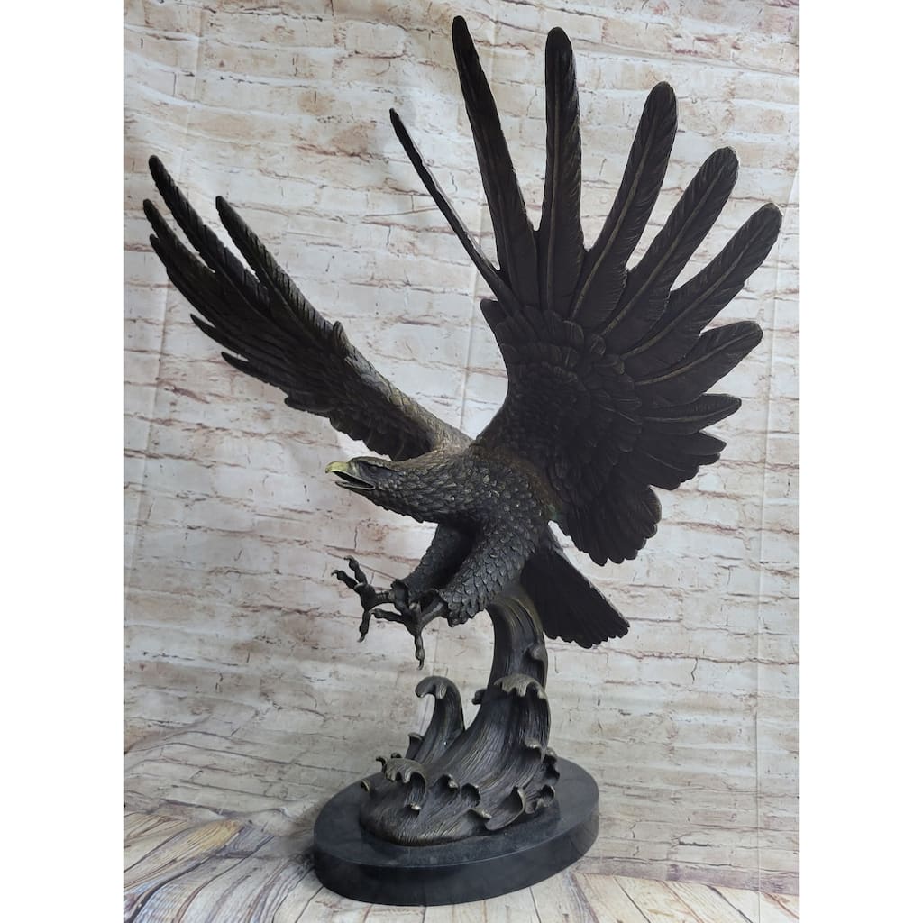 Bronze Metal Eagle Statue Sculpture Garden Yard Original Casting 26 Inches X 31 Inches