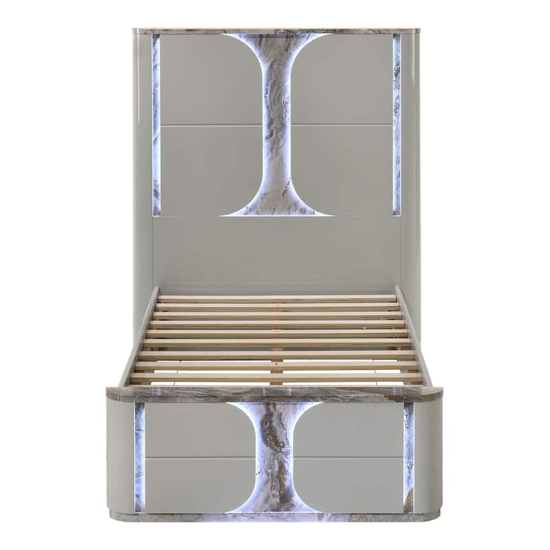 Furniture of America Sherri Modern 3-Piece Light Grey Solid Wood Kids Platform Bedroom Set with LED