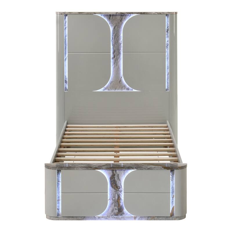 Furniture of America Sherri Modern 5-Piece Light Grey Solid Wood Kids Platform Bedroom Set with LED