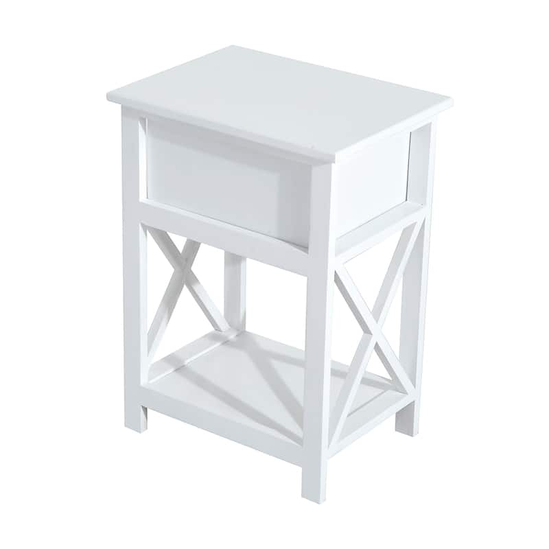 HomCom Wood X-side End Table - 15.5"L X 12"W X 22"H - 15.5"L X 12"W X 22"H - White - Wood/MDF