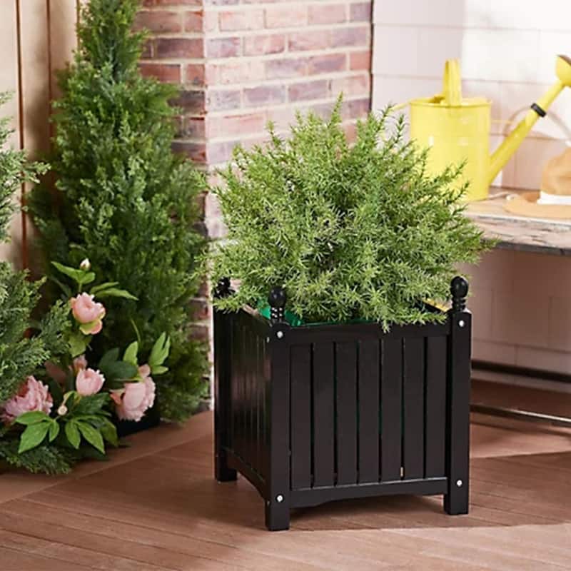 Square Wood Flower & Herb Pot Garden Plant Vegetable Container - 15.75"Lx15.75"Wx18.5"H
