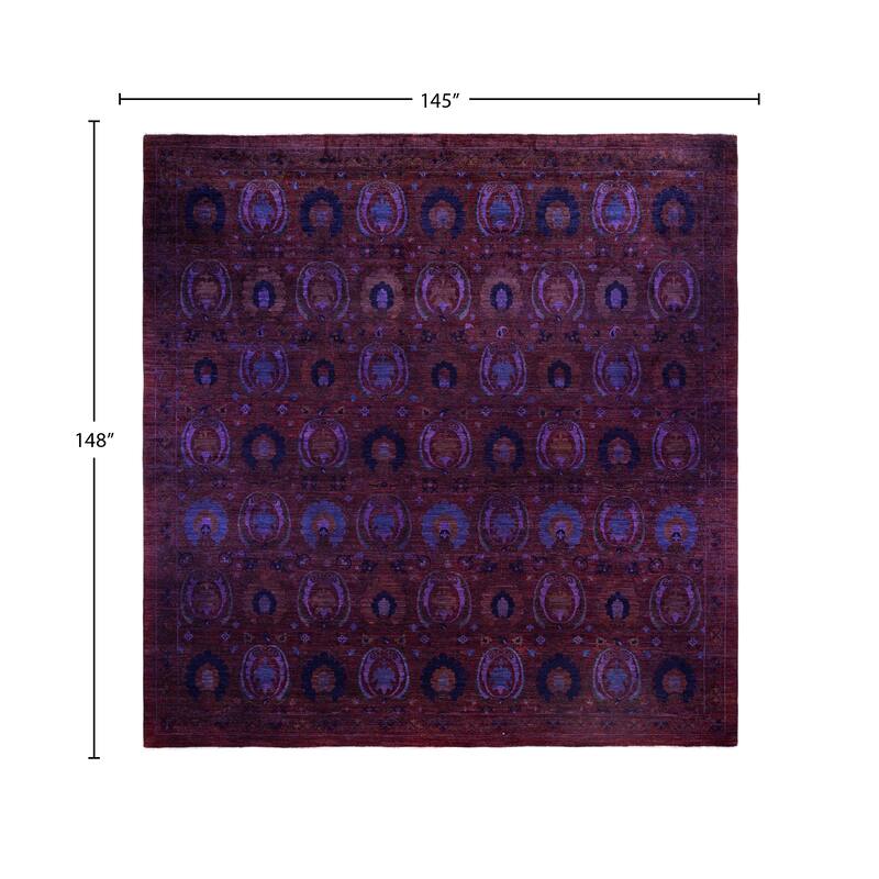 Overdyed One-of-a-Kind Hand-Knotted Square Area Rug - Red - 12' 1" x 12' 4"