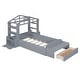 preview thumbnail 1 of 11, Twin Wooden Low Platform Bedframe w/ Shelves, Socket & Bench-Gray