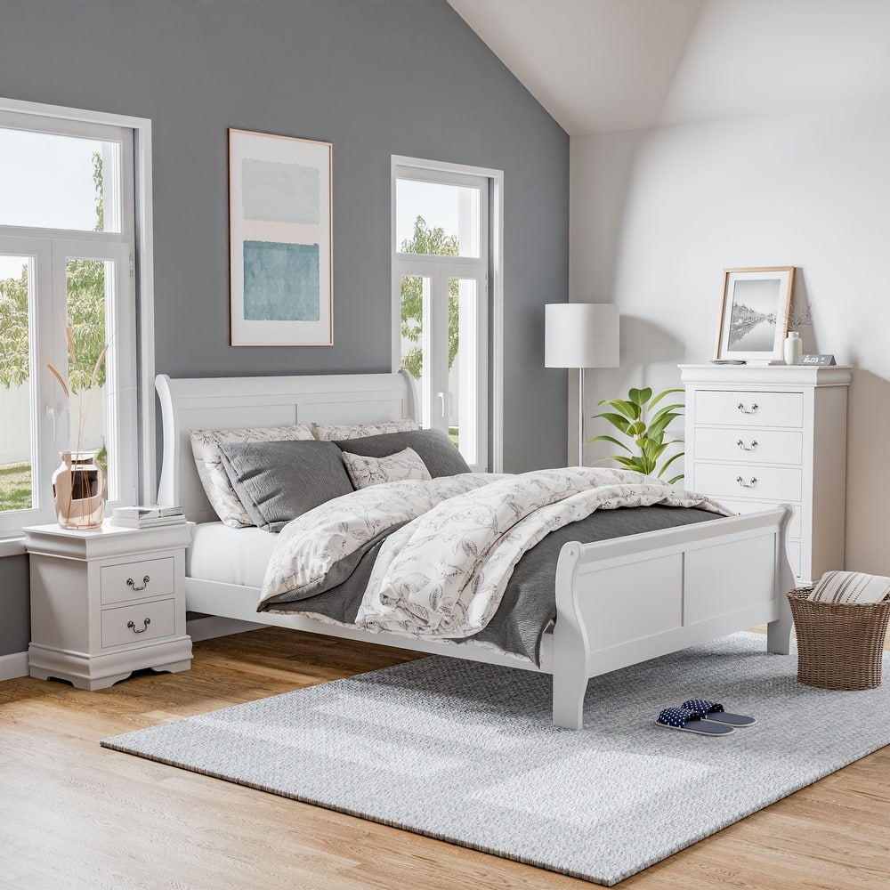 Furniture of America Mayday Traditional Solid Wood 3-Piece Sleigh Bedroom Set