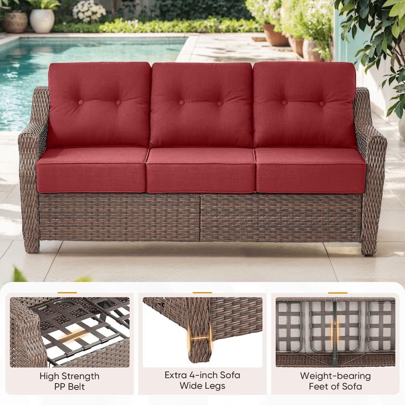 6PCS Outdoor Sofa Glider Chair with Ottoman
