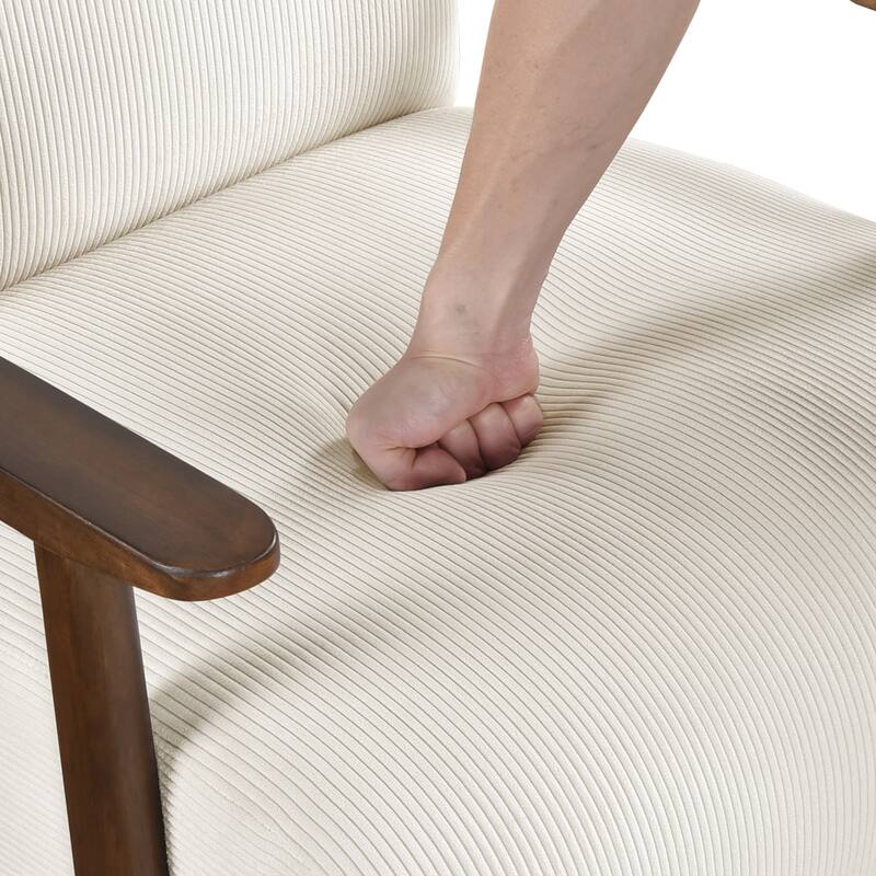 Fedora 28" Corduroy Accent Chair - Solid Wood Arms and Legs