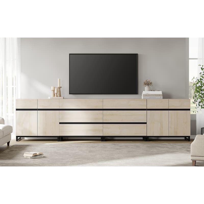 Modern TV Stand for TVs up to 120 inch, 4 in 1 TV Console with Adjustable Shelves and 6 Drawers, Media Console