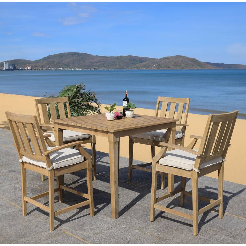 SAFAVIEH Couture Mozelle Patio Bar Table. - 44" x 44" x 38.6" - 44Wx44Dx39H