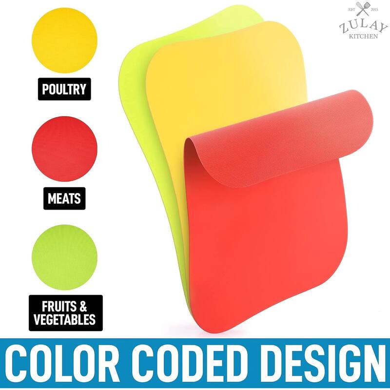 Zulay Kitchen Extra Thick Flexible Cutting Board Mats for Kitchen