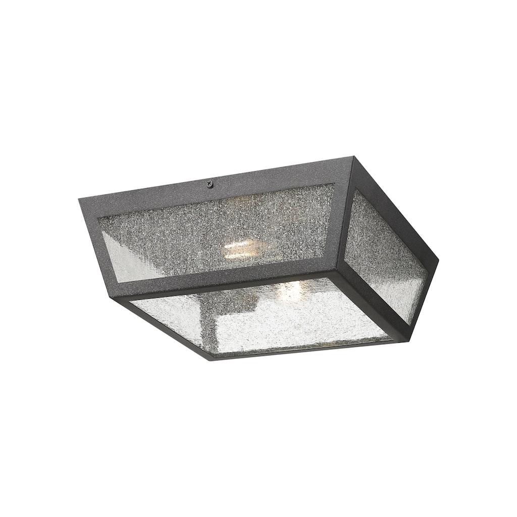 Madison 2 Light 12" Matte Black Outdoor Flush Mount - N/A