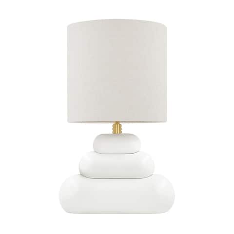 Husdon Valley Palisade 1-Light Aged Brass Table Lamp with Gray Linen Shade