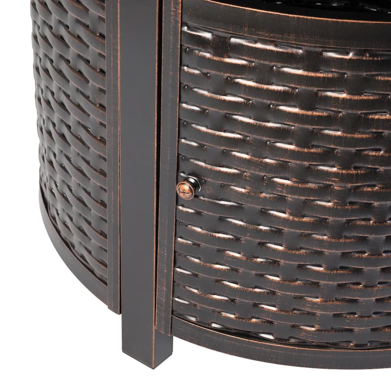 Florence Woven Round Aluminum LPG Fire Pit - N/A
