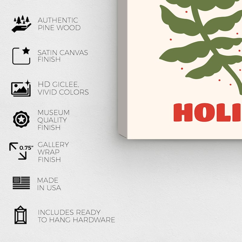 Wynwood Studio Canvas Holiday and Seasonal Happy Leaning Trees Red Modern & Contemporary Wall Art Canvas Print