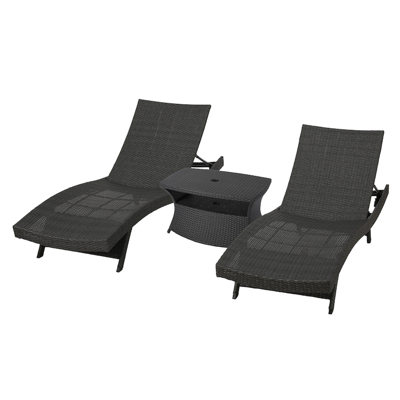Pacific Outdoor 3-piece Wicker Chaise Lounge Set by Christopher Knight Home