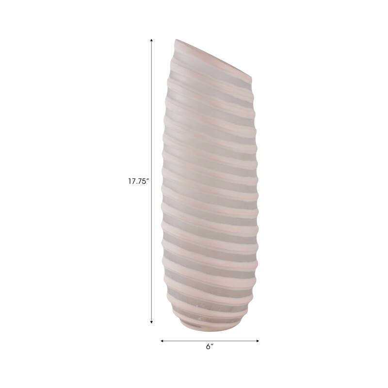 Glass Vase Carved Tall Ribbed Silhouette for Floral Arrangements