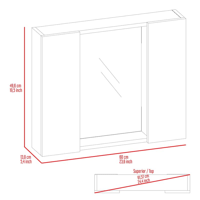 Artemisa Medicine Cabinet with Double Door, Mirror, and External Shelf - N/A