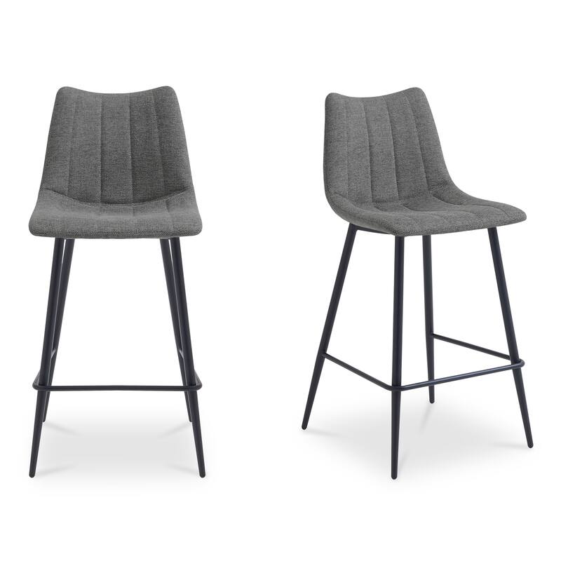NADAAL STUDIOS Florian Counter Stool, Performance Upholstery and Steel Legs, Dark Grey - Set of 2