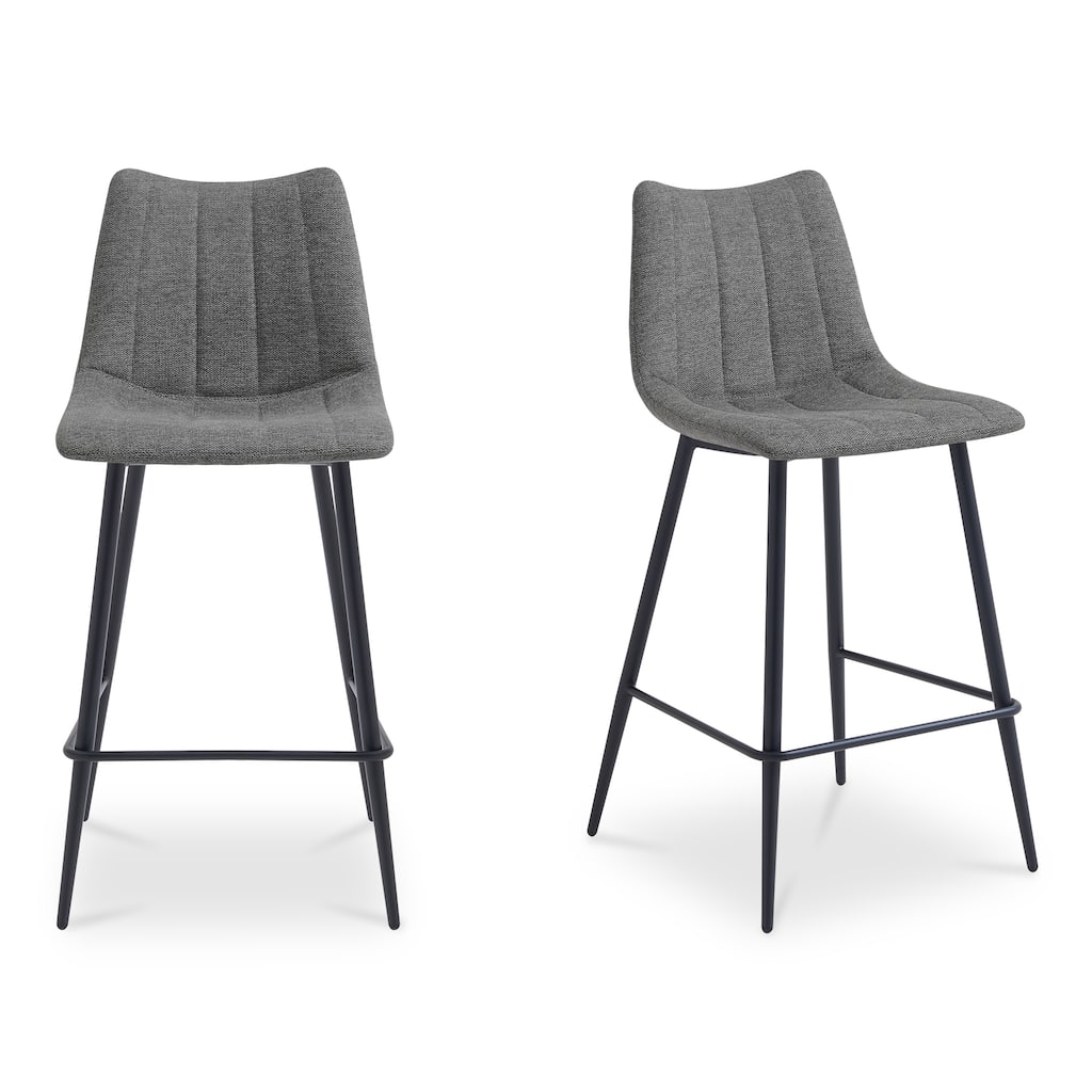 NADAAL STUDIOS Florian Counter Stool, Performance Upholstery and Steel Legs, Dark Grey - Set of 2