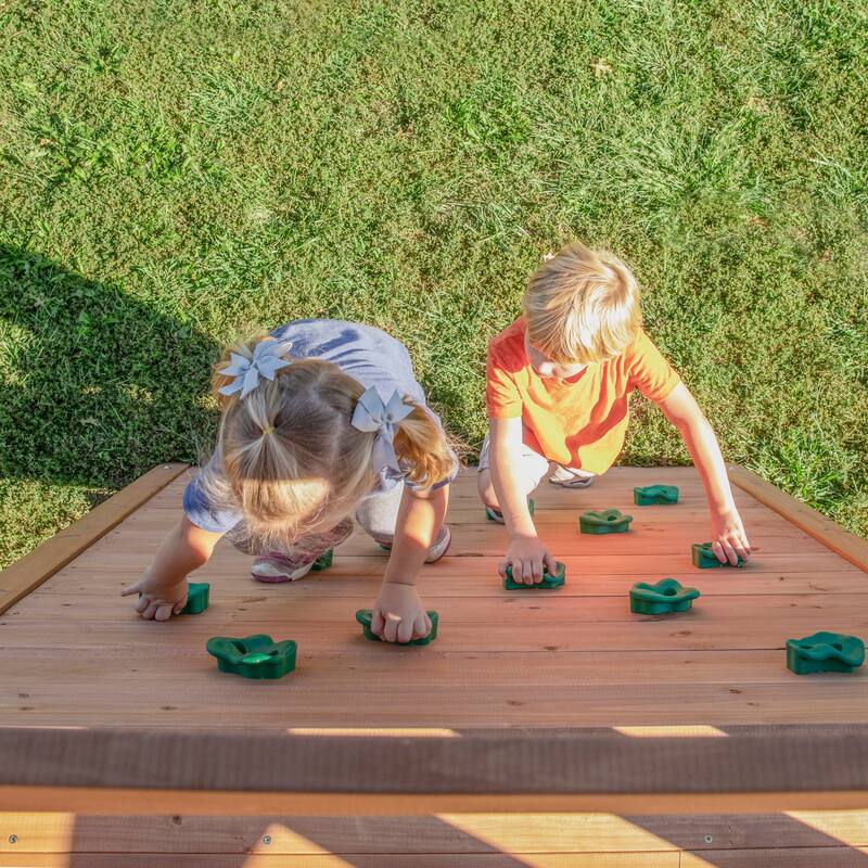 Backyard Discovery Endeavor Cedar Wood Swing Set, Slide, Play Deck