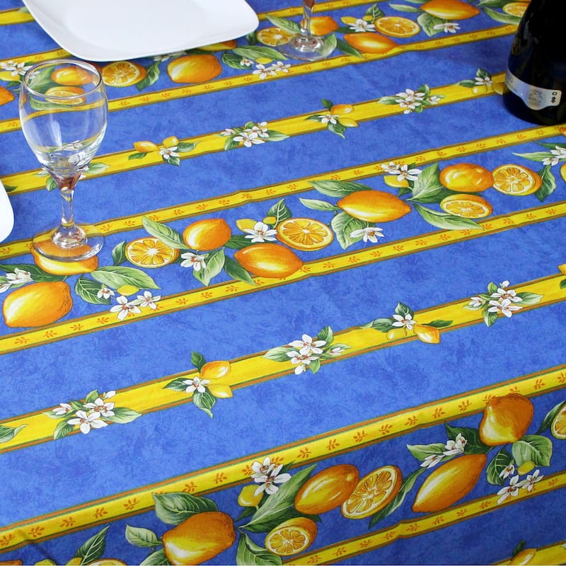 Wipeable Spill Resistant Provencal Cotton Cannes Collection Tablecloth