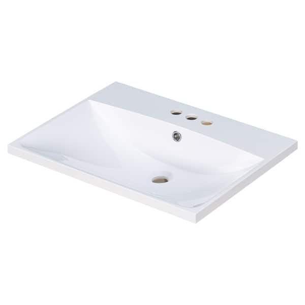 24 in. Ceramic Vanity Top with 3-Faucet Holes with White Basin 24 in. Ceramic Vanity Top with 3-Faucet Holes with White Basin