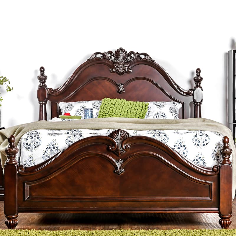 Furniture of America Diva Cherry Solid Wood Four Poster Bed