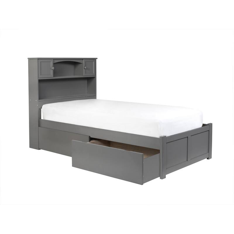 Platform Bed with Drawers - Low Profile Bed Frame & USB Charger - Modern Storage Bed