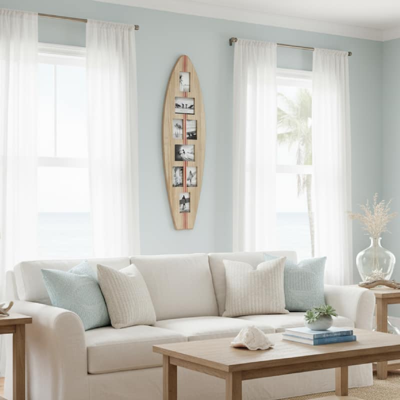 American Art Decor Surfboard Photo Collage Wall Decor - 8 or 3 - Photo Beach Frame