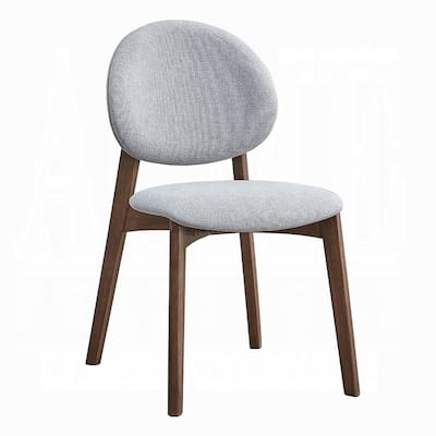 Hamza Side Dining Chair Set of 2, Light Gray Linen, Walnut Brown Wood
