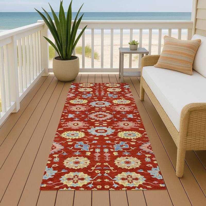 Machine Washable Indoor/ Outdoor Global Durango Chantille Rug - Red - 2'3" x 7'6"