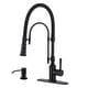 preview thumbnail 83 of 87, WOWOW Single Handle Gooseneck Pull Down Sprayer Kitchen Faucet With Soap Dispenser - Matte Black