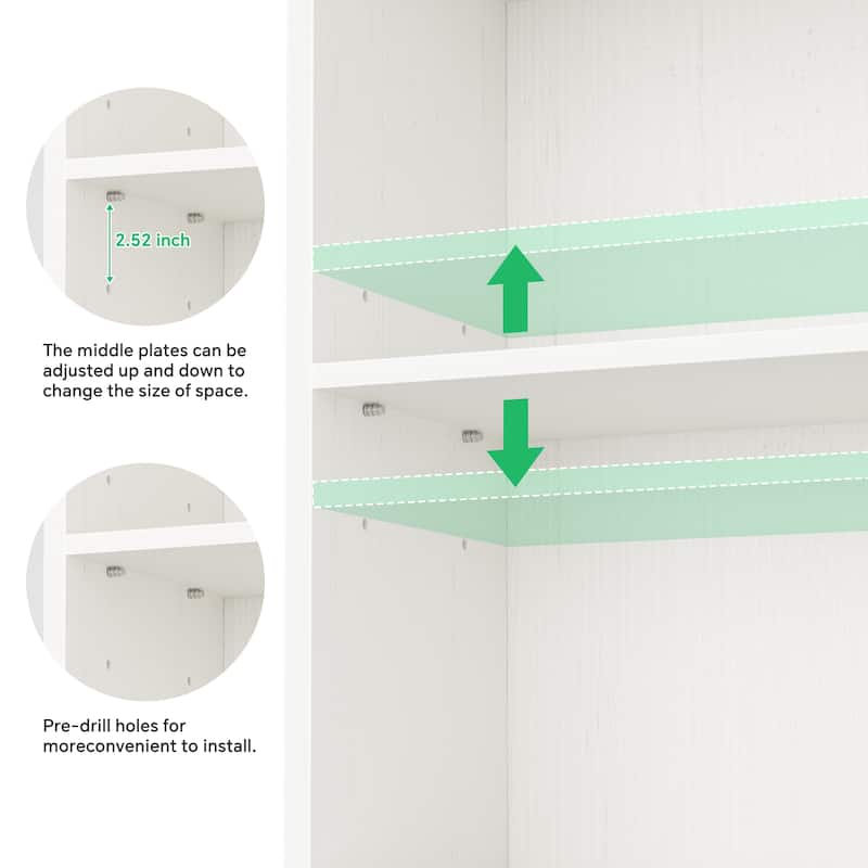 80"H Tall 6-Tier Bookcase With 2 Adjustable Shelves，Modern Open Storage Shelf for Home Office and Bedroom