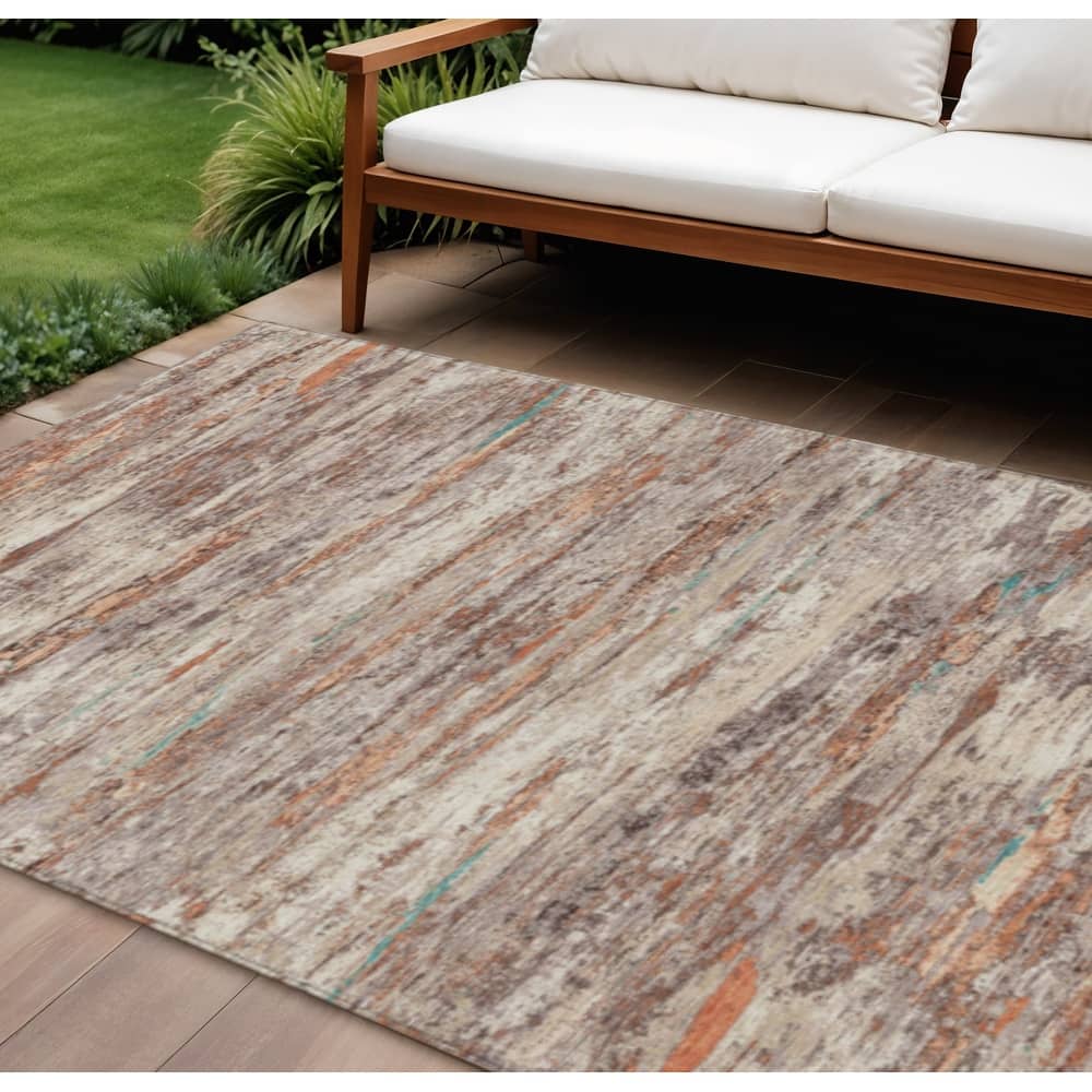HomeRoots Abstract Transitional Rectangle Outdoor Rug
