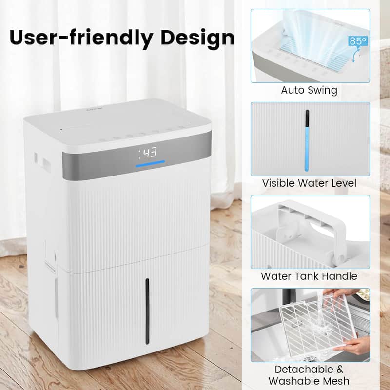 Costway 96 Pints Dehumidifier for Home 5500 Sq.Ft Dehumidifier with - See Details