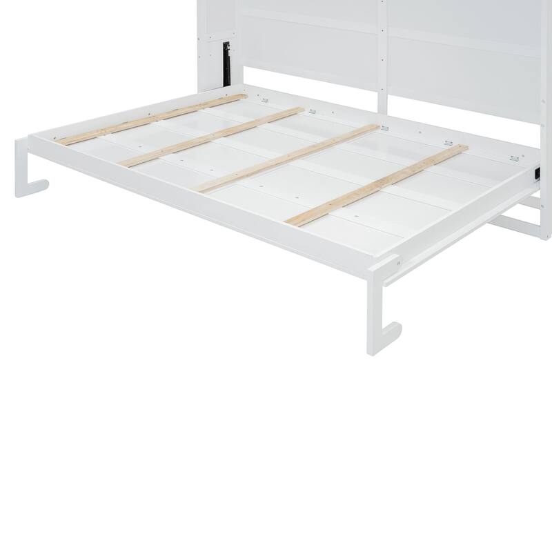 Queen Murphy Bed Cabinet with Dual-Piston Mechanism, No Box Spring